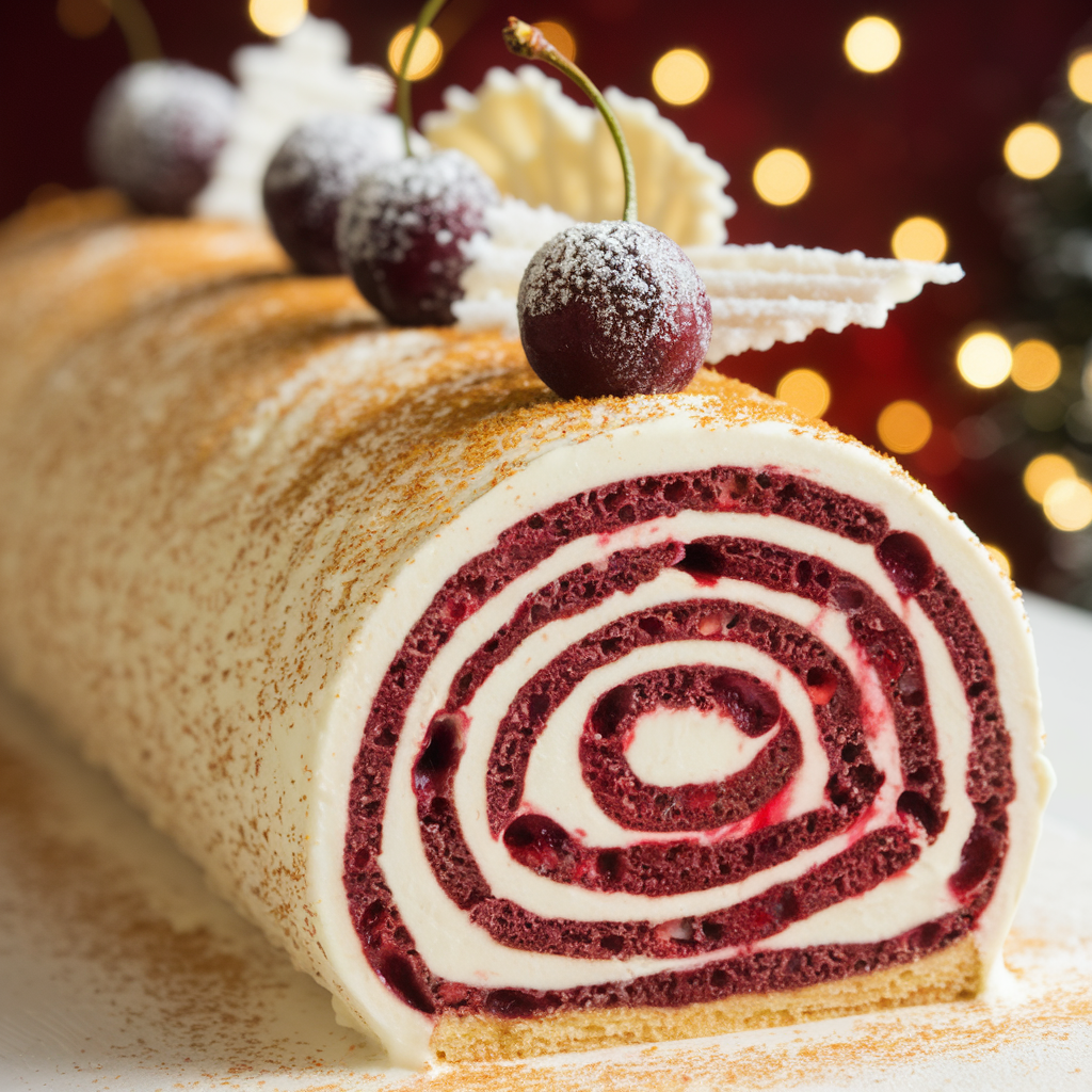 Bûche Basque aux Cerises Noires et Piment d’Espelette