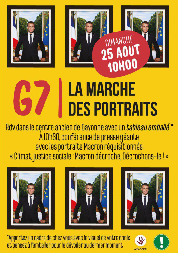 G7 Biarritz : Bizi appelle à une marche des portraits