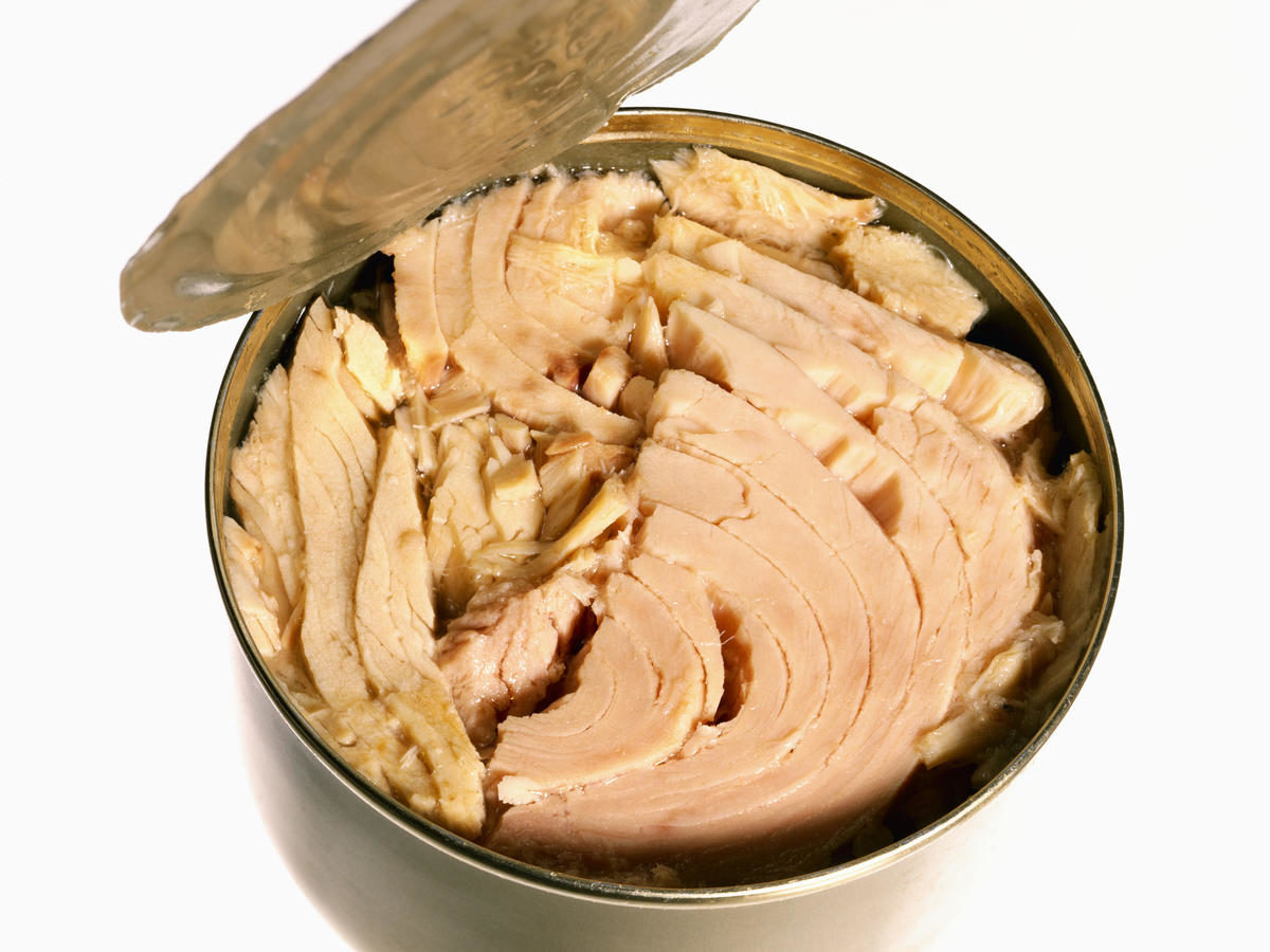 Can of tuna with open lid