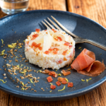 Jambon de Bayonne, riz rond cuisiné aux châtaignes